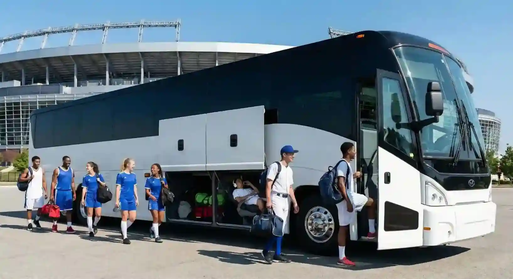 Sports team charter bus travel